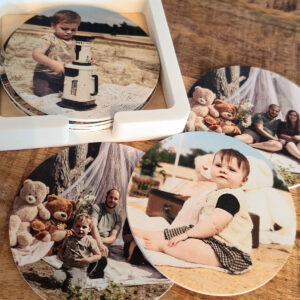 onderzetters set rond met eigen foto