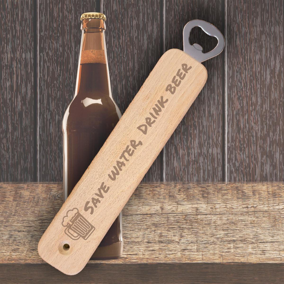 Grote bieropener met lasergravure