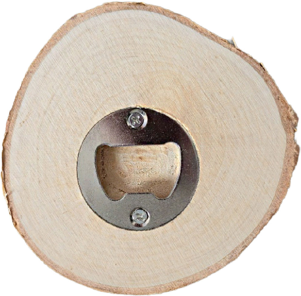 achterkant JPEG flessen opener rond hout