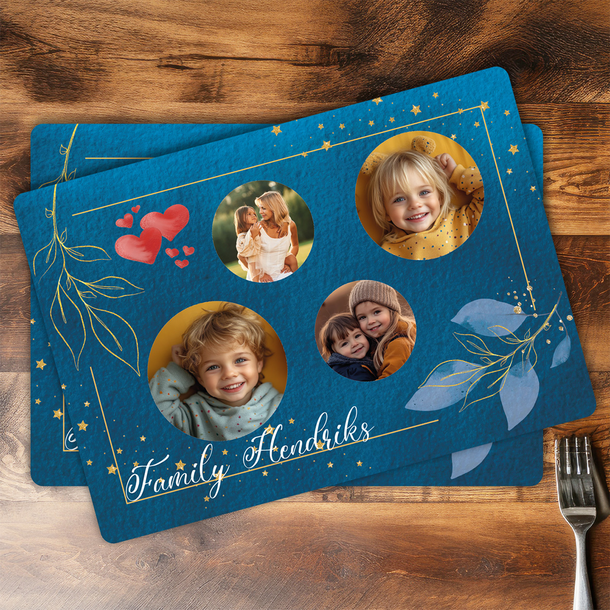 placemats met eigen foto donkerblauw