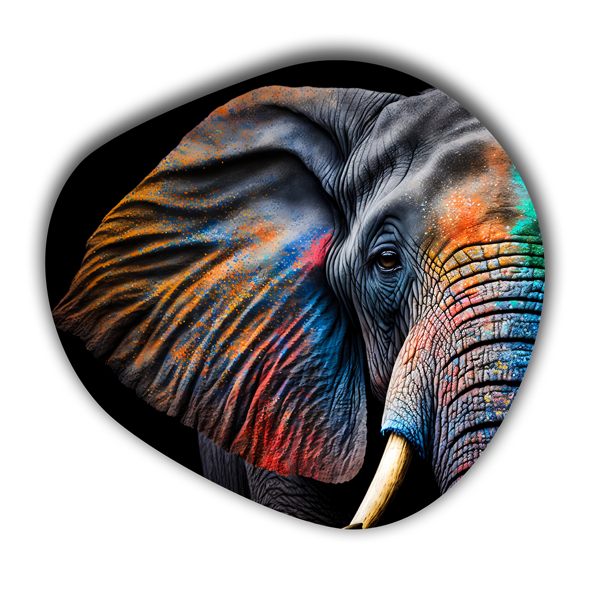 Organische vorm3 met olifant kleuren wanddecoratie