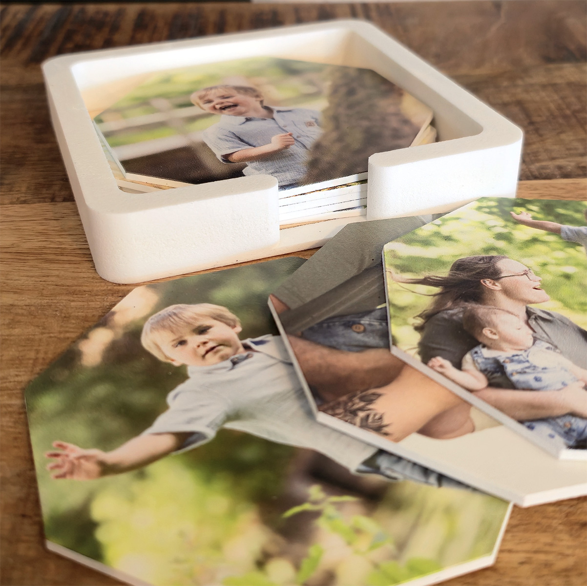 onderzetters met eigen foto achthoek