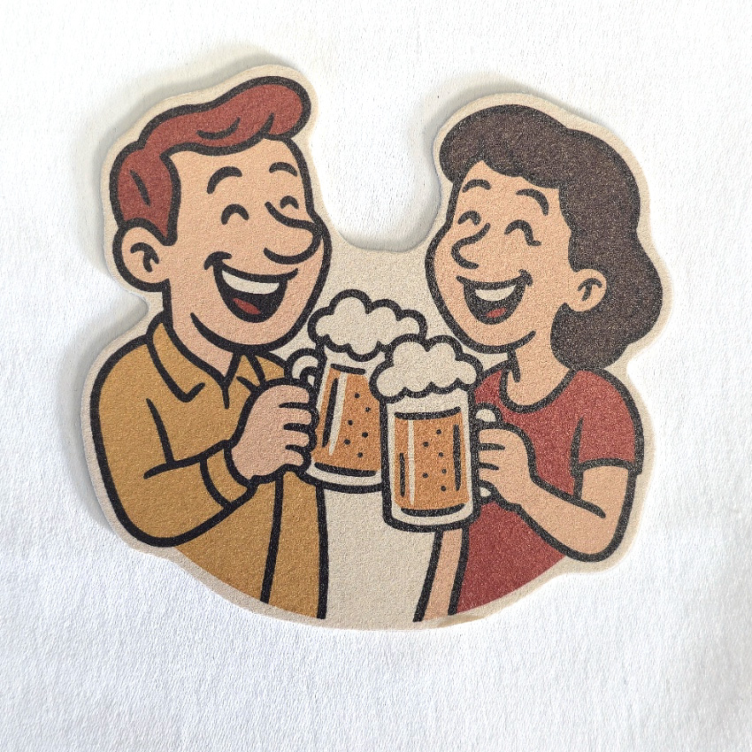 bierviltje in eigen vorm gesneden