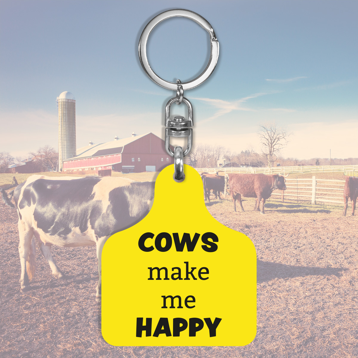 sleutelhanger oormerk cows make me happy