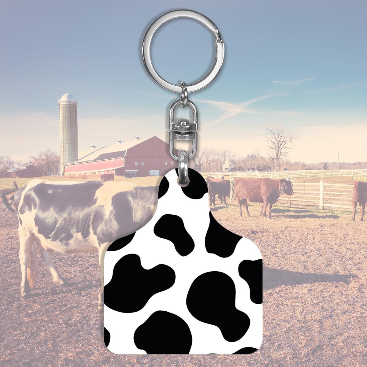sleutelhanger oormerk koeien print