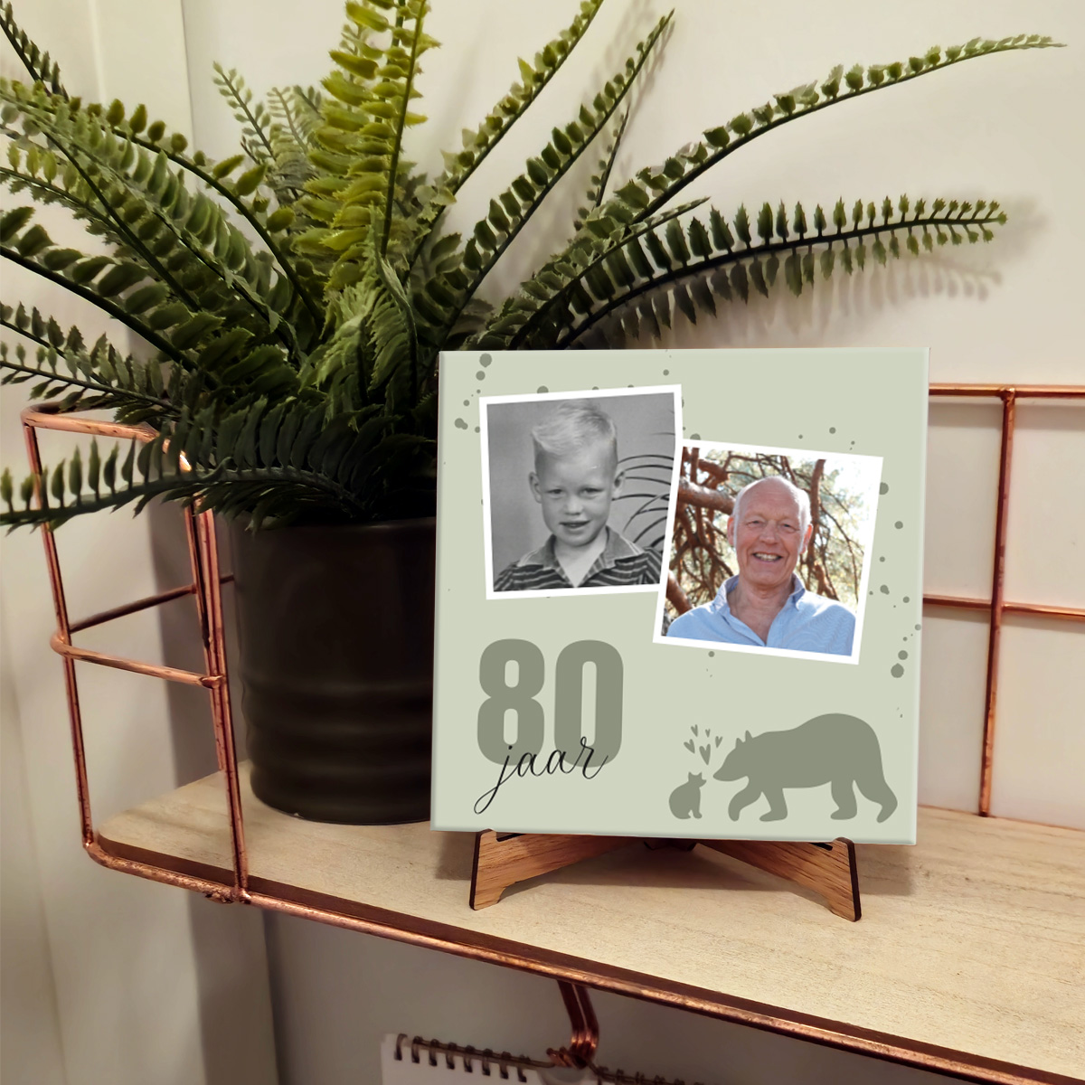 tegeltje met 2 eigen foto's in kader