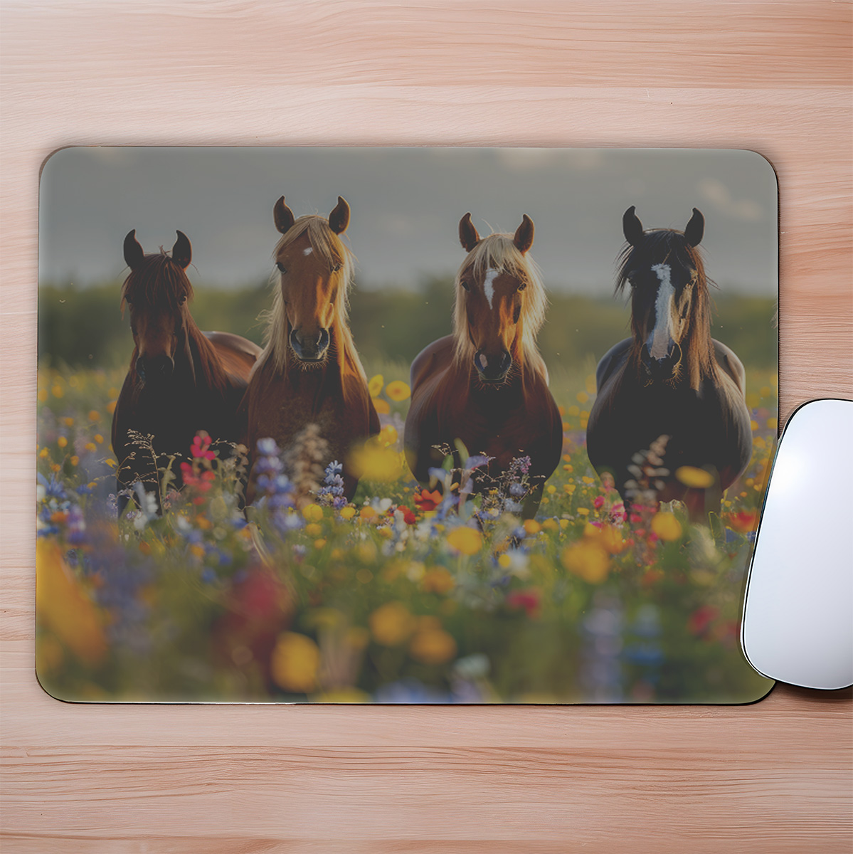 4 Paarden in de wei muismat K&K