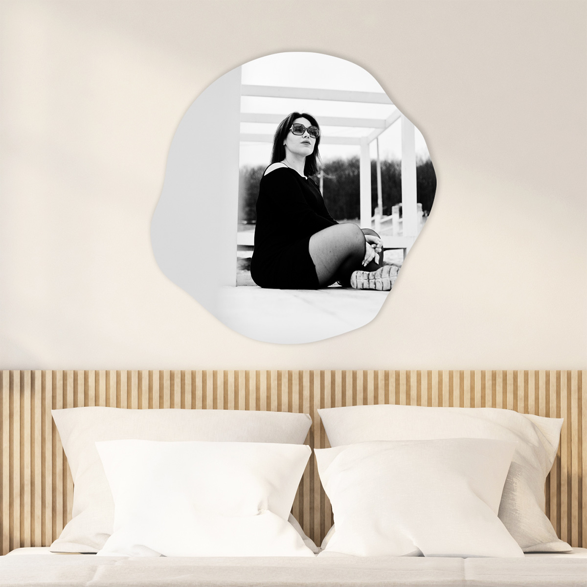 wanddecoratie organische vorm 6 boven bed
