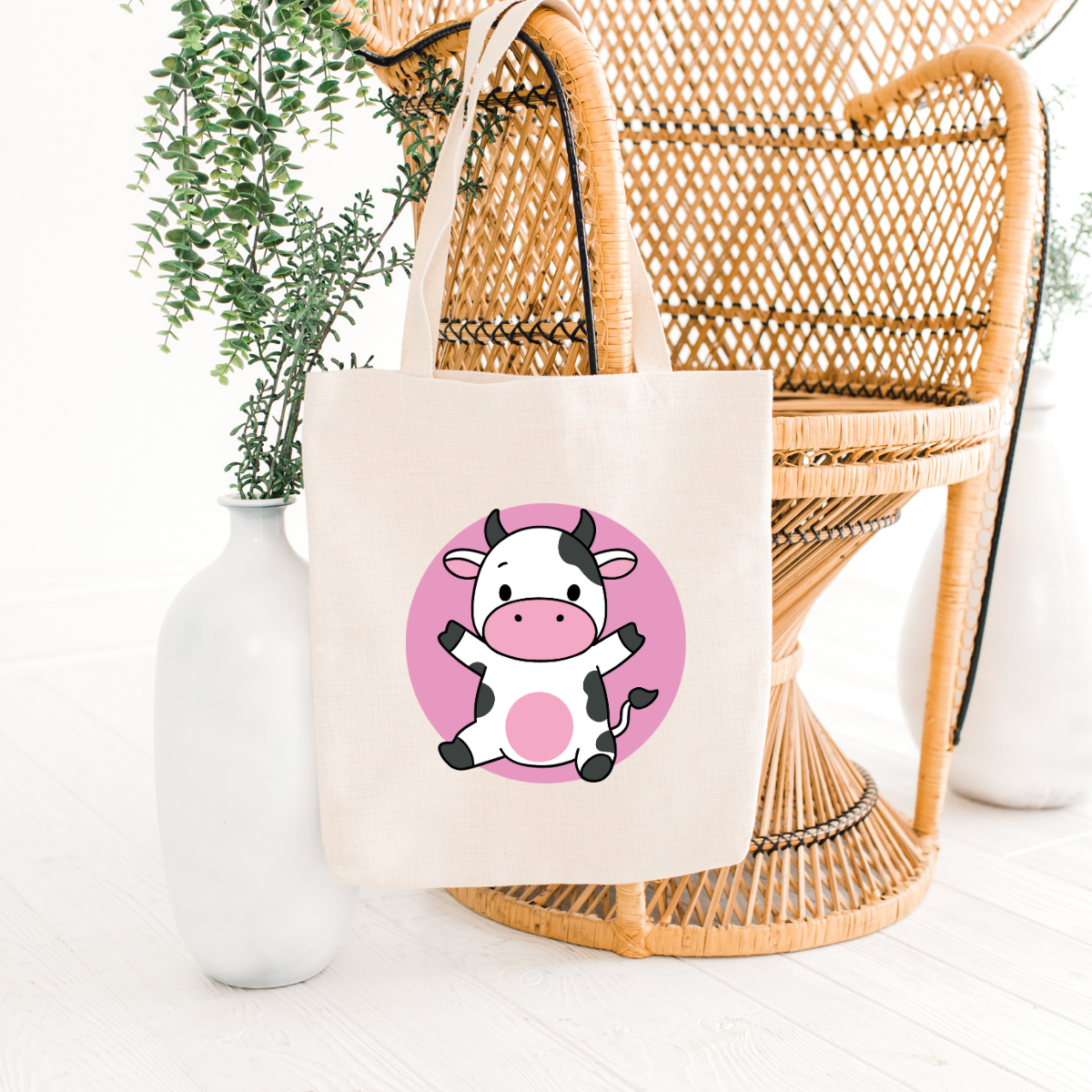 canvas tas schattige koe