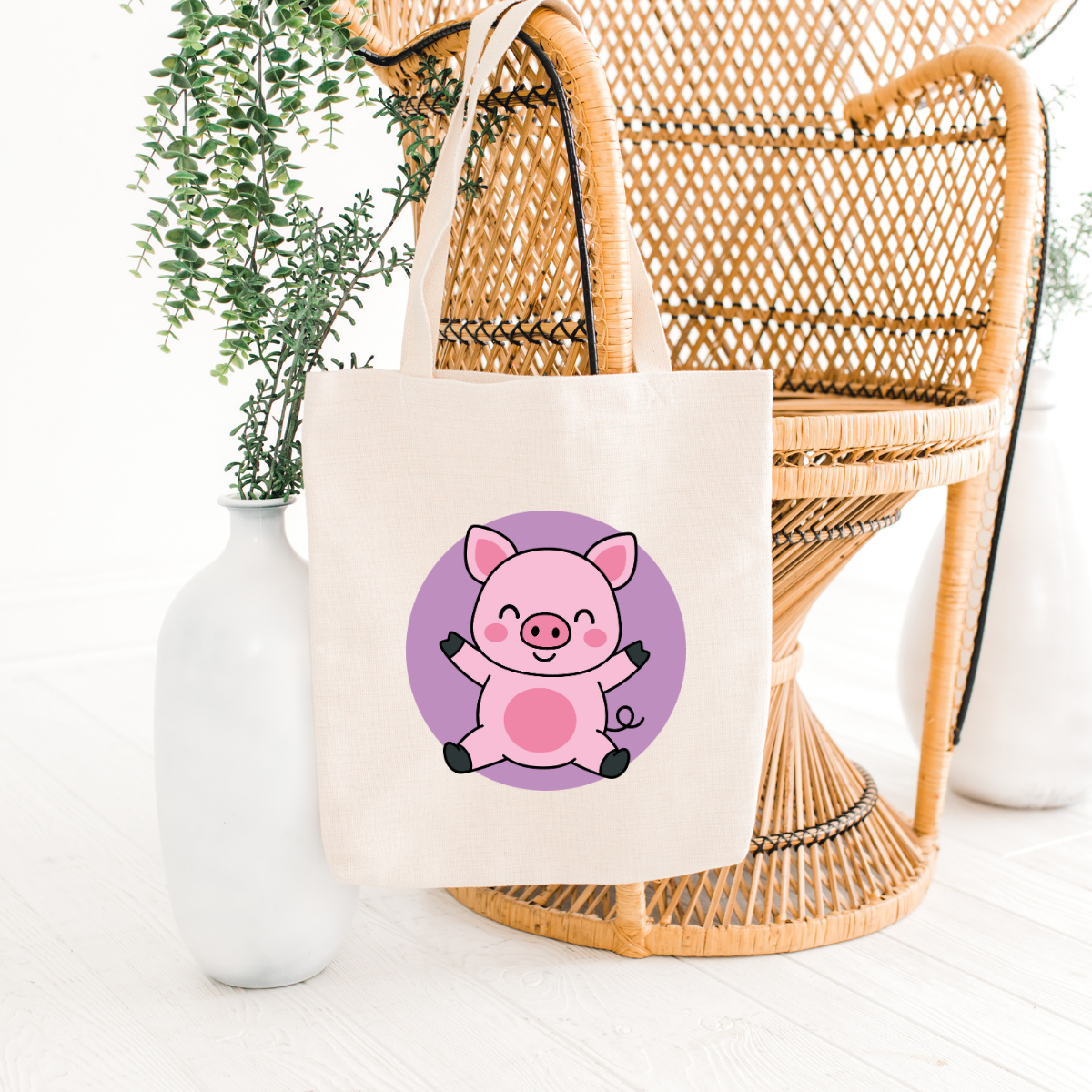canvas tas schattige varken
