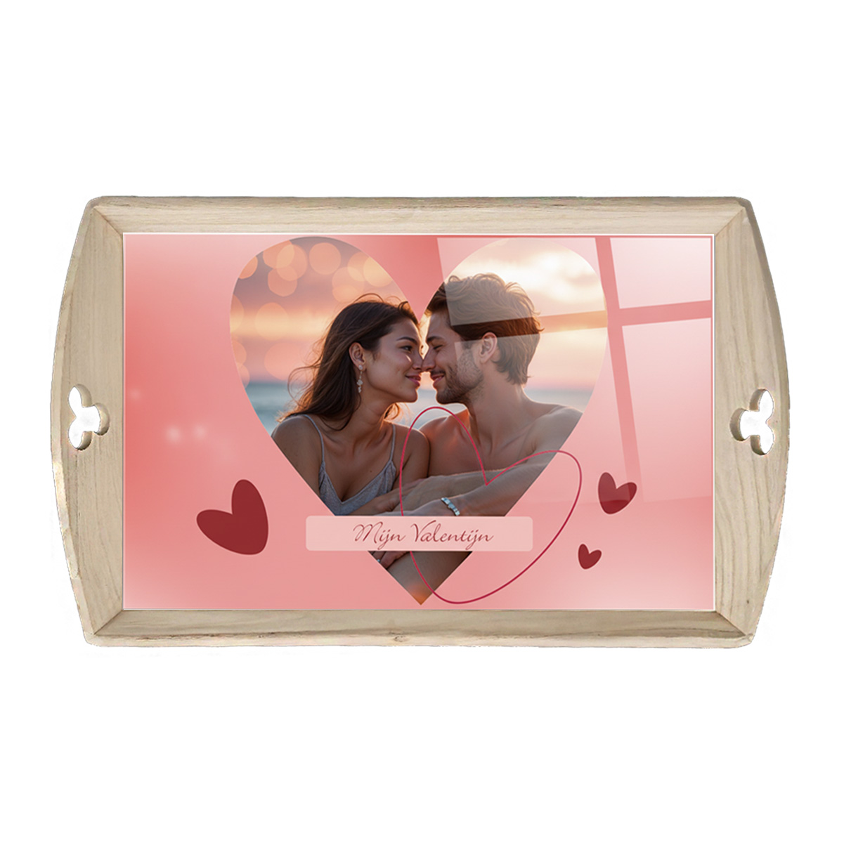 Dienblad voorbeeld roze met hart plexi