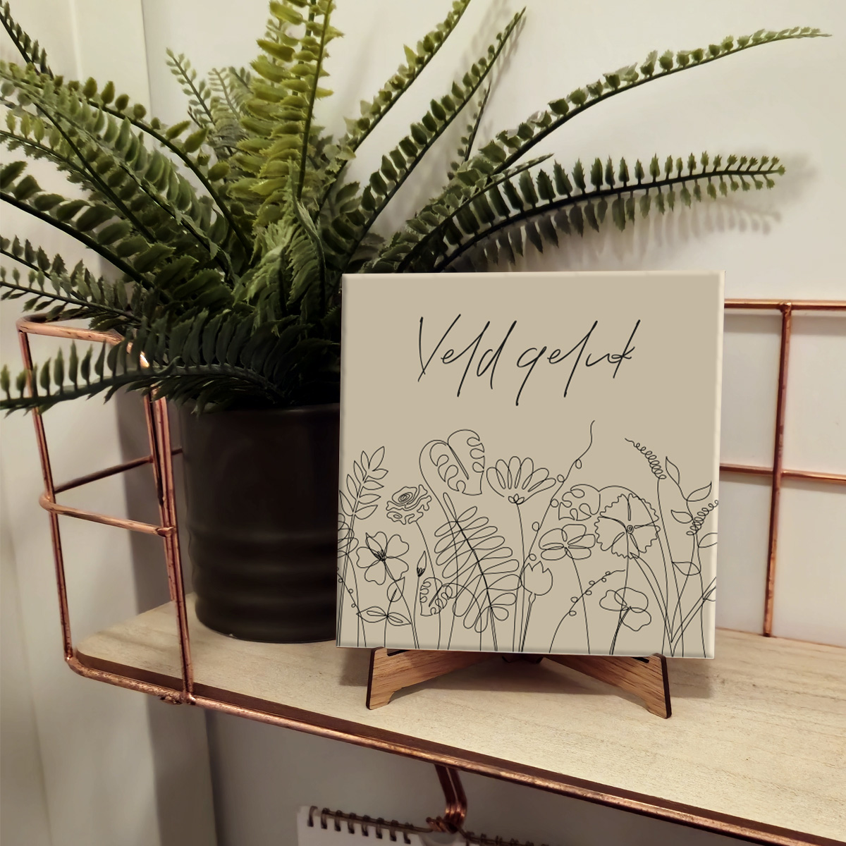 Tegeltje Veld geluk Taupe