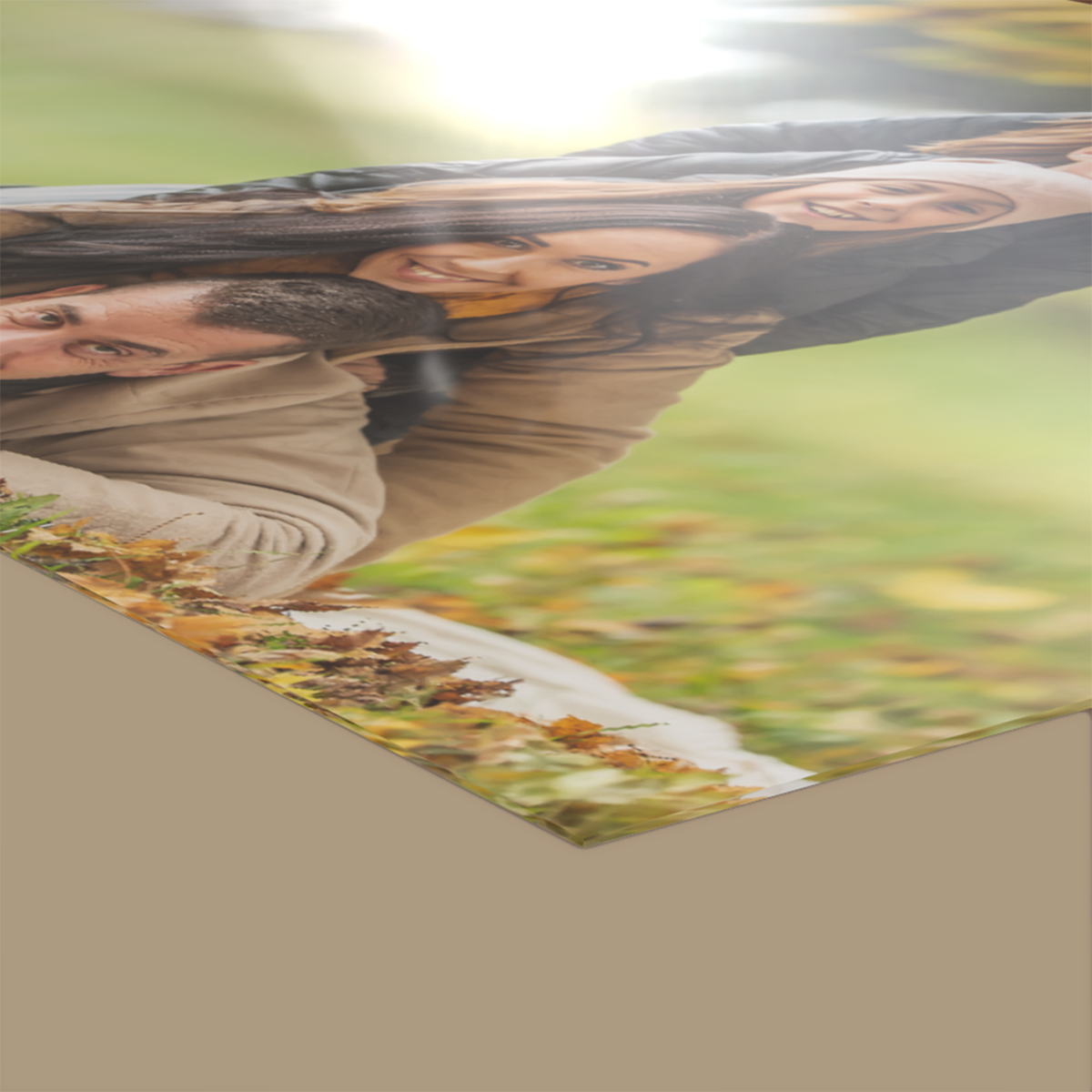 zijkant plexiglas close up met foto