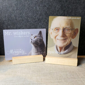 A5 gedenk plexiglas kaartjes staand en liggend