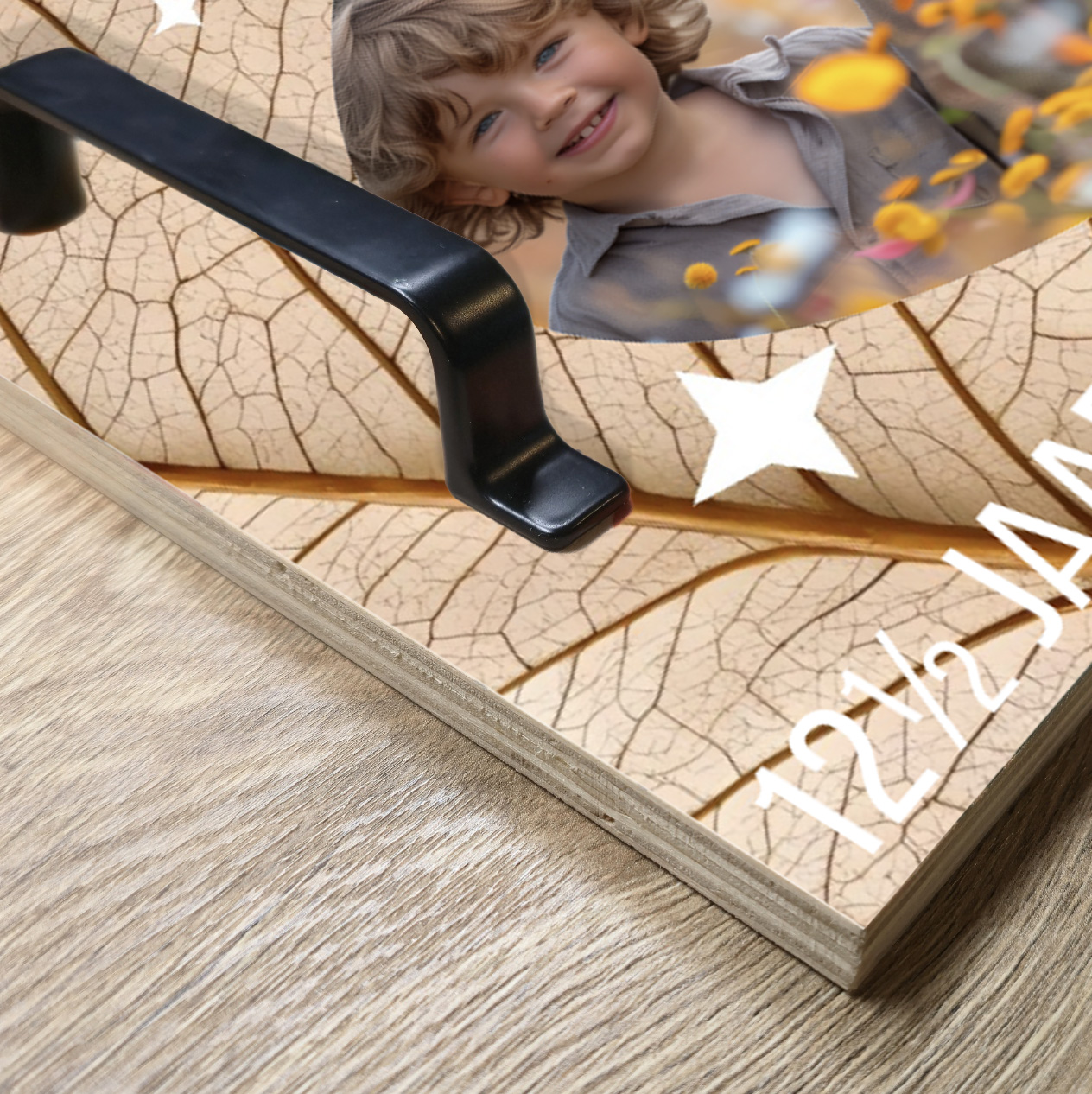Houten Dienblad met handvaten - 12,5 jaar getrouwd - Met eigen foto - Afbeelding 2