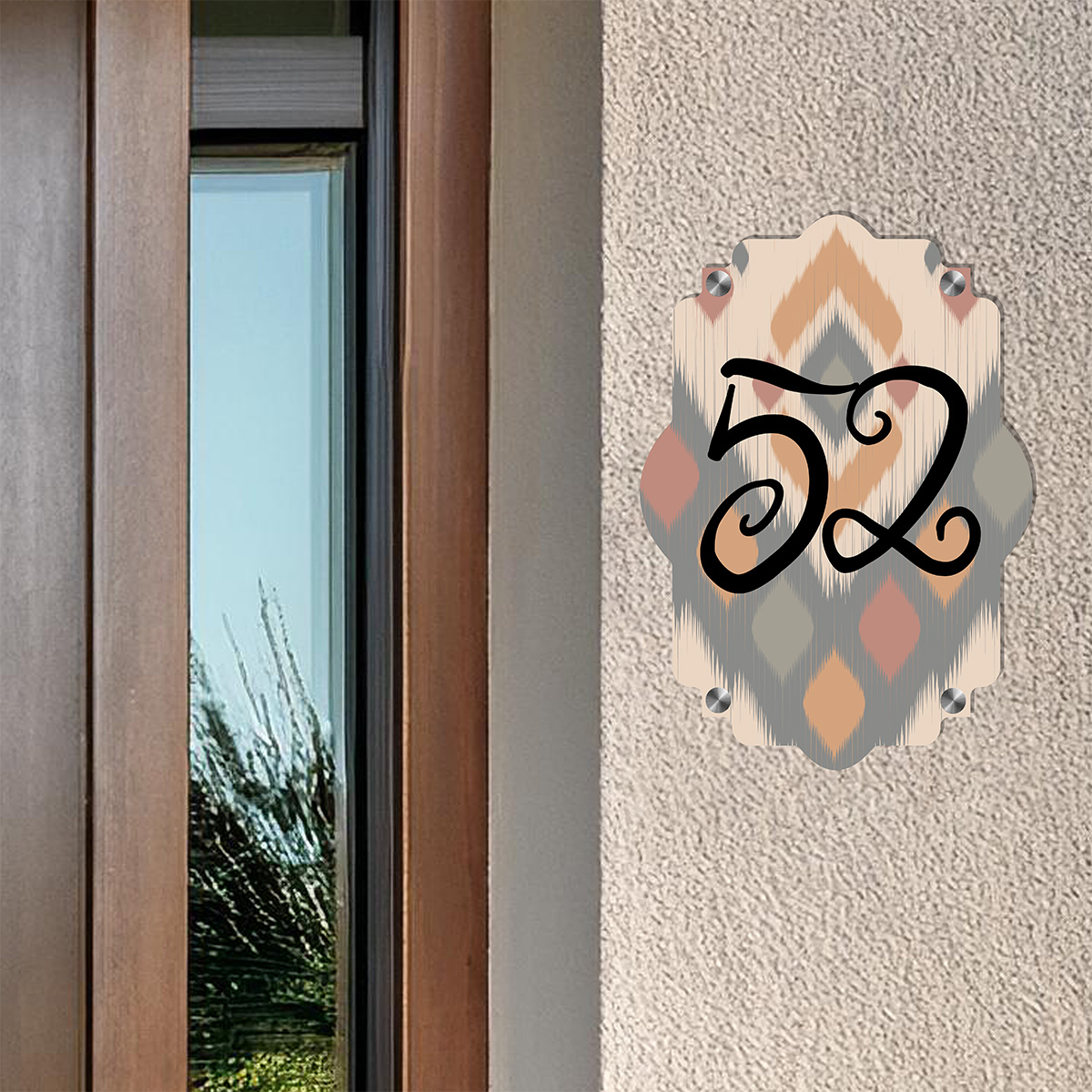 naambordje boho style met terra kleuren oosterse vormen