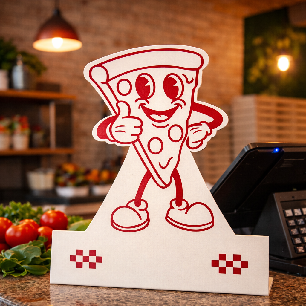 pizzaria bordje in vorm gesneden_reclame-informatie bordje