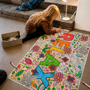 XXL Kleurplaat met bloemen en mandala RELAX