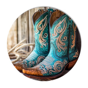 wandcirkel met cowboy laarzen