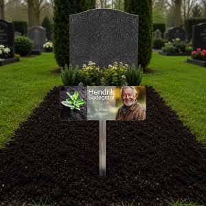 tijdelijke grafmarkeerder met eigen foto - vredig