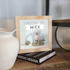 Spaarpot met eigen foto gepersonaliseerd met naam en foto