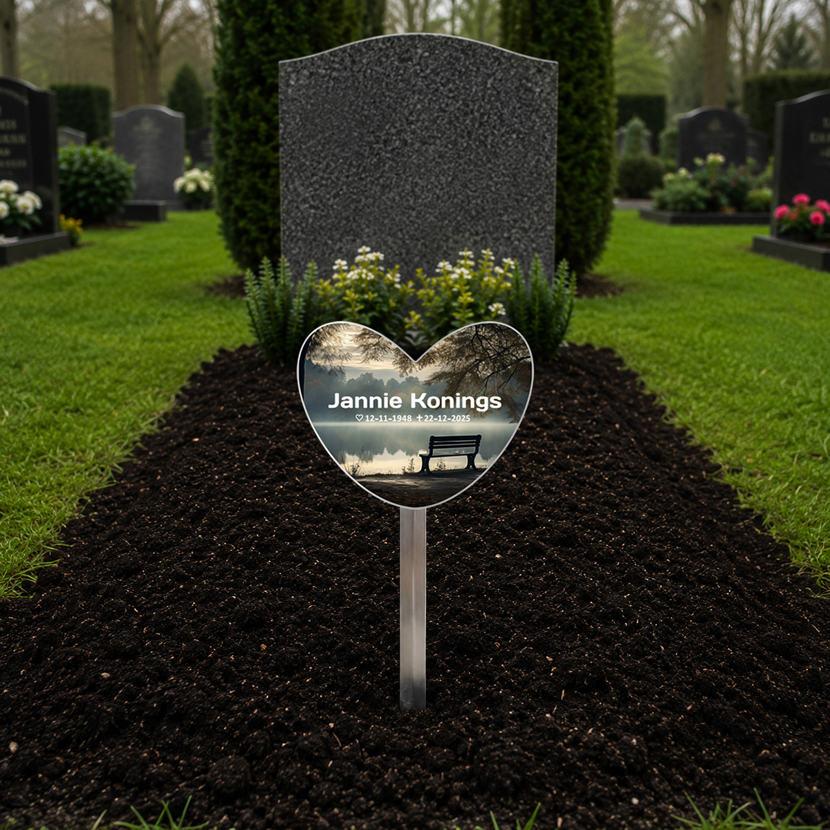 aluminium grafmarkeerder met full colour bedrukking personaliseerbaar met eigen tekt en of foto