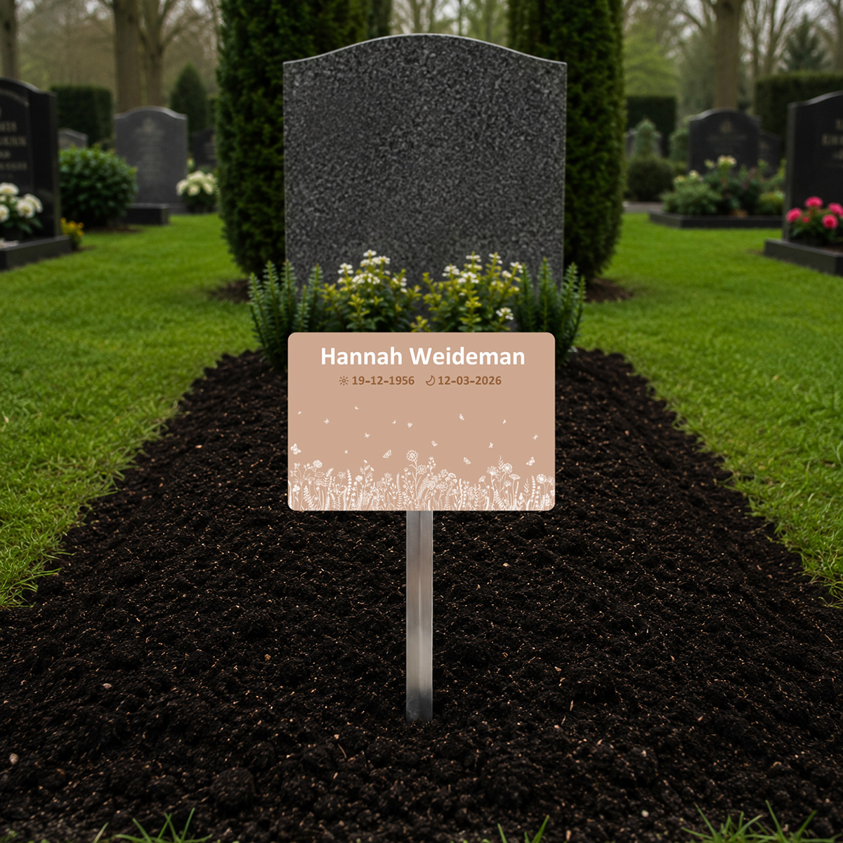 tijdelijke grafmarkeerder met eigen naam