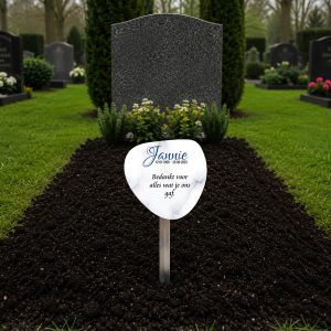 grafmarkeerder marble met eigen tekst in organische vorm