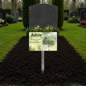 tijdelijke grafmarkeerder woods met eigen tekst