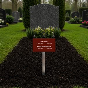 tijdelijke grafmarkeerder met gepersonaliseerde namen