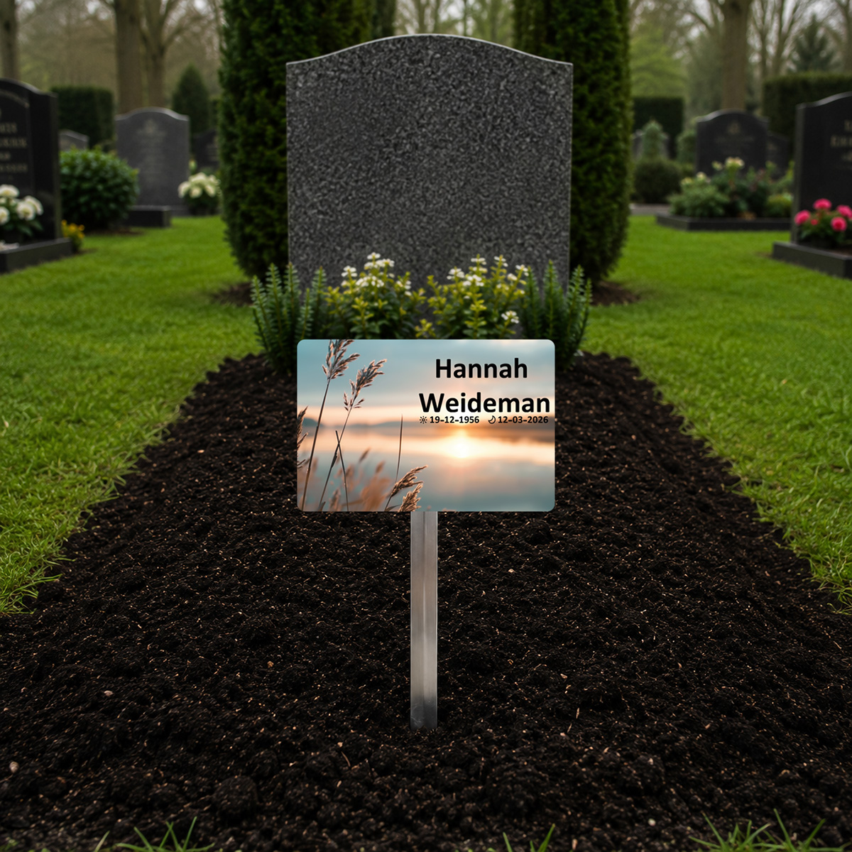 tijdelijke grafmarkeerder met eigen naam