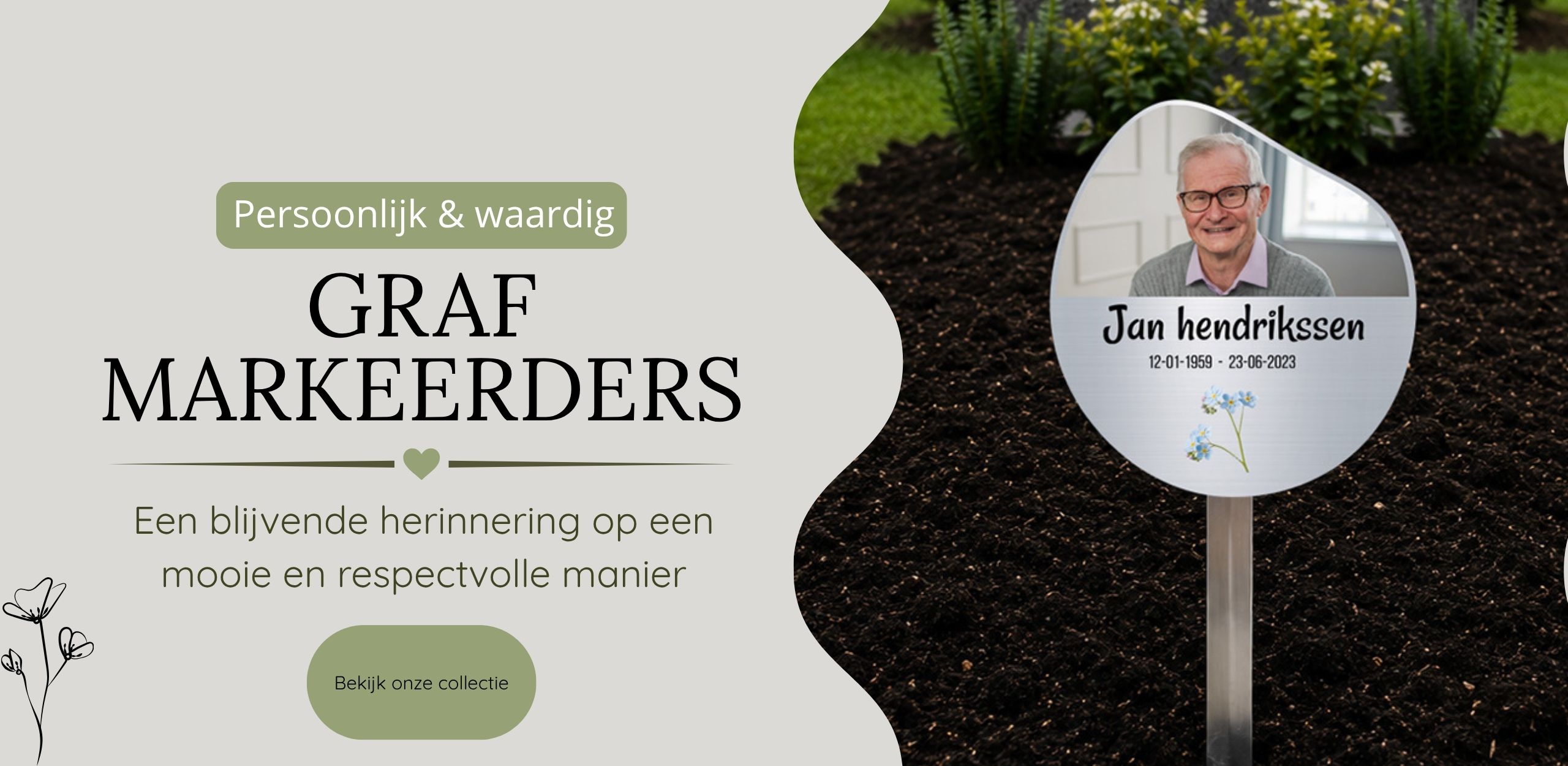 tijdelijke grafmarkeerders gepersonaliseerd met eigen foto en of tekst