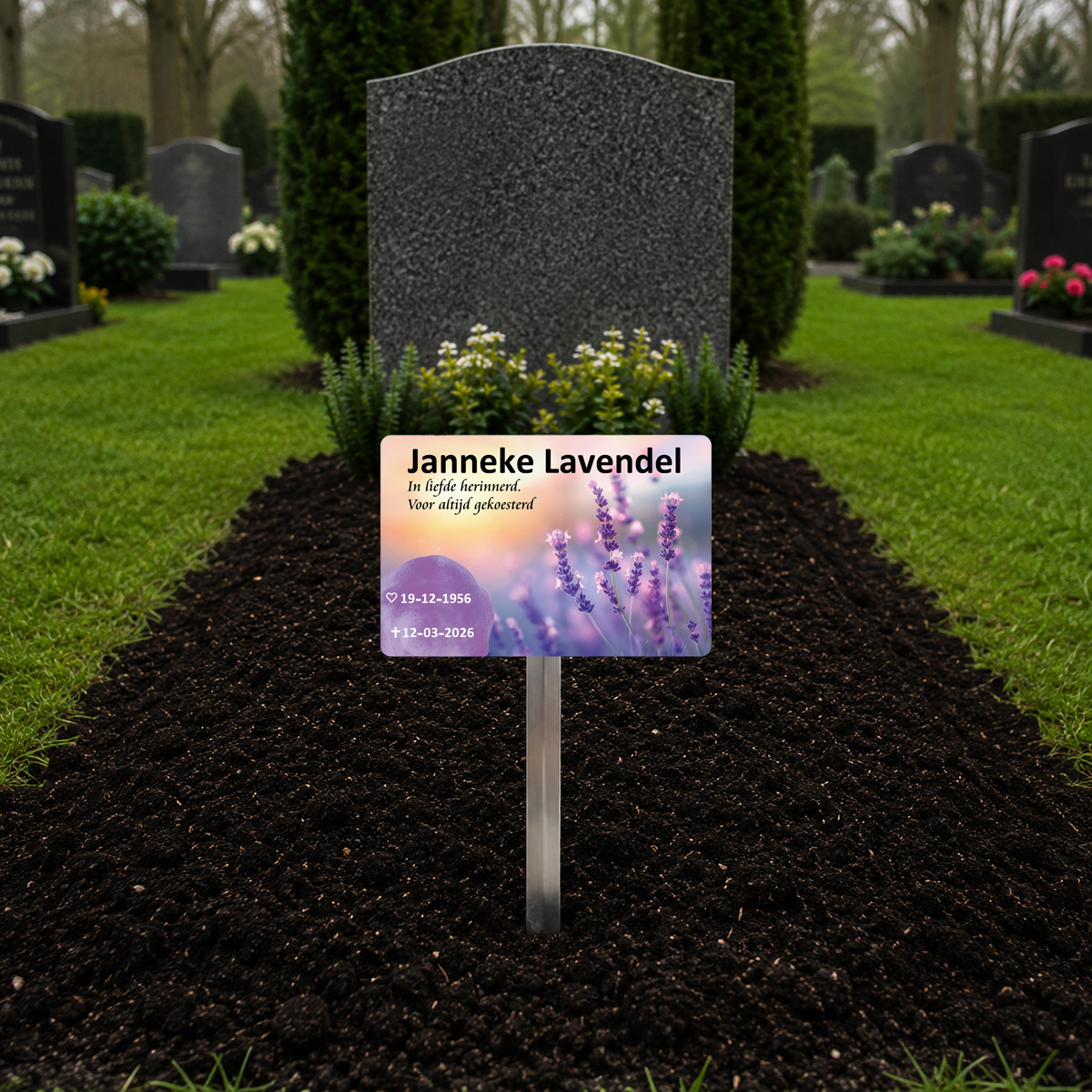 tijdelijke grafmarkeerder met eigen naam