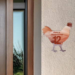 naambordje in de vorm van een kip | Landelijk naambordje