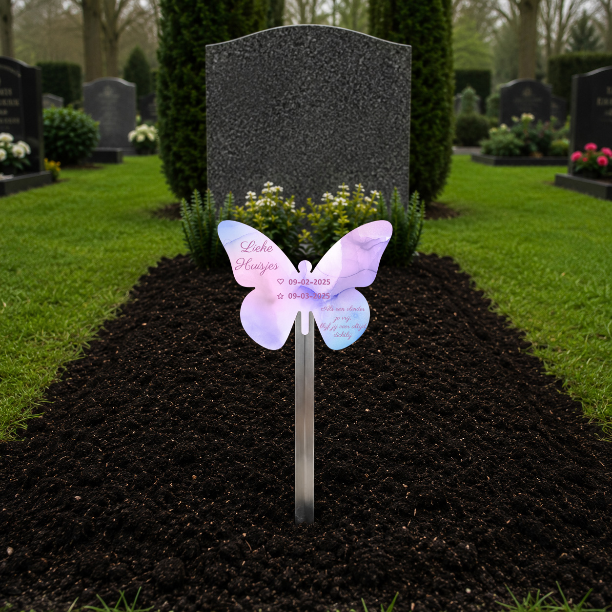 tijdelijke grafmarkeerder met eigen tekst of ontwerp
