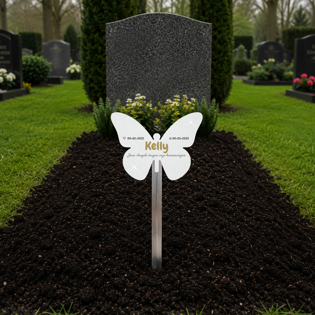 tijdelijke grafmarkeerder met eigen tekst of ontwerp