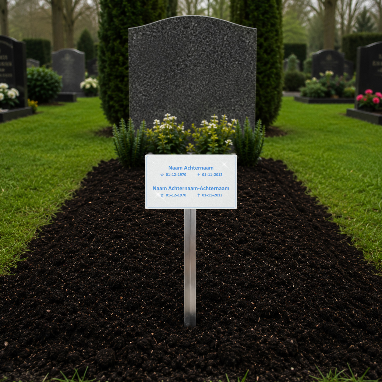 tijdelijke grafmarkeerder met eigen tekst of ontwerp