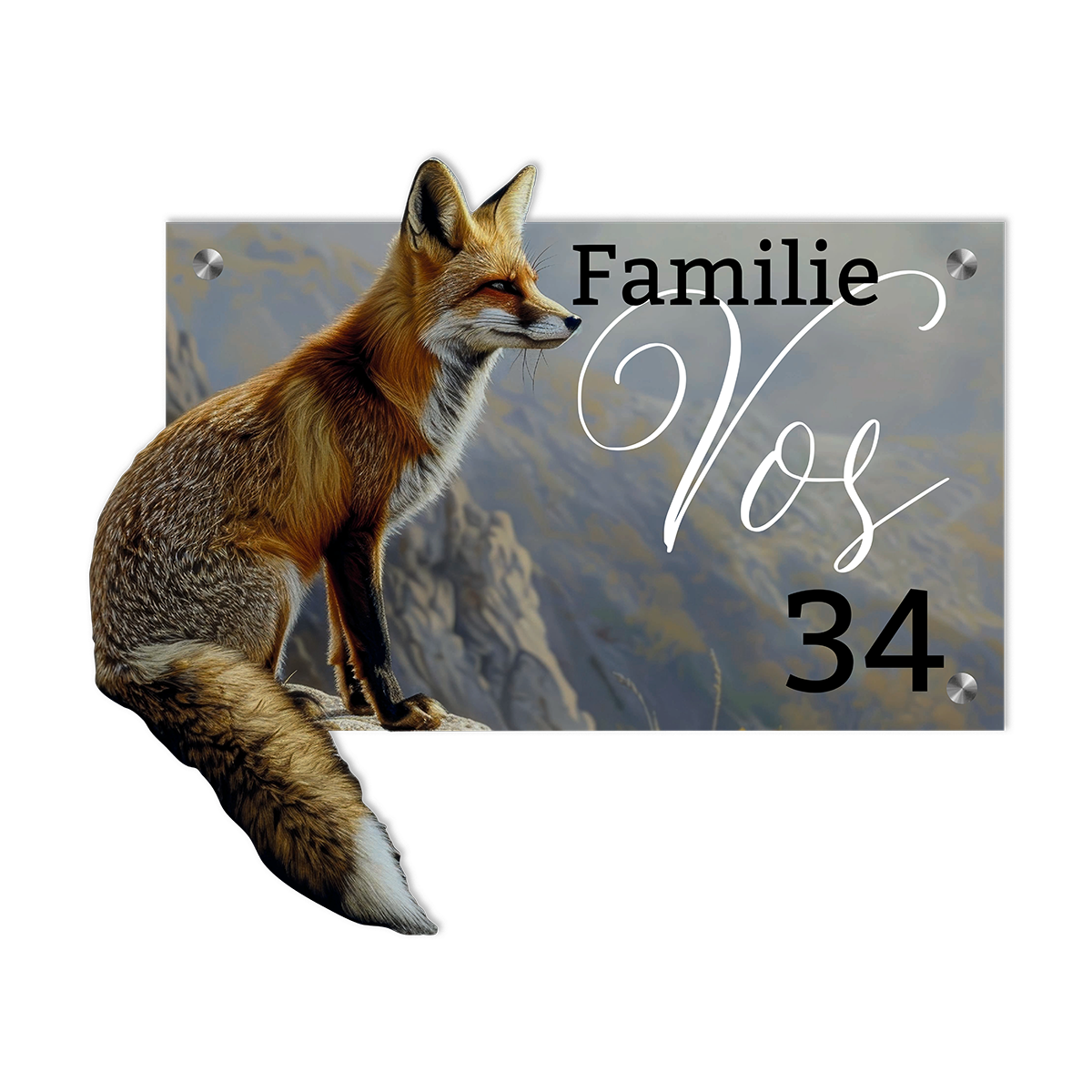 naambordje met vos gepersonaliseerd met eigen tekst