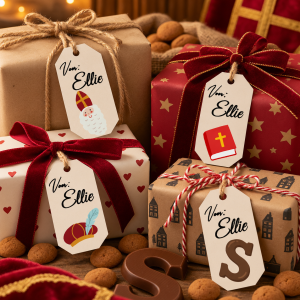 sinterklaas cadeau labels met eigen namen en illustraties